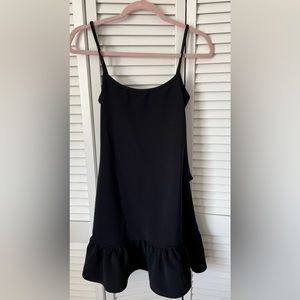 Nasty Gal size 8 mini tie back black dress ruffle hem